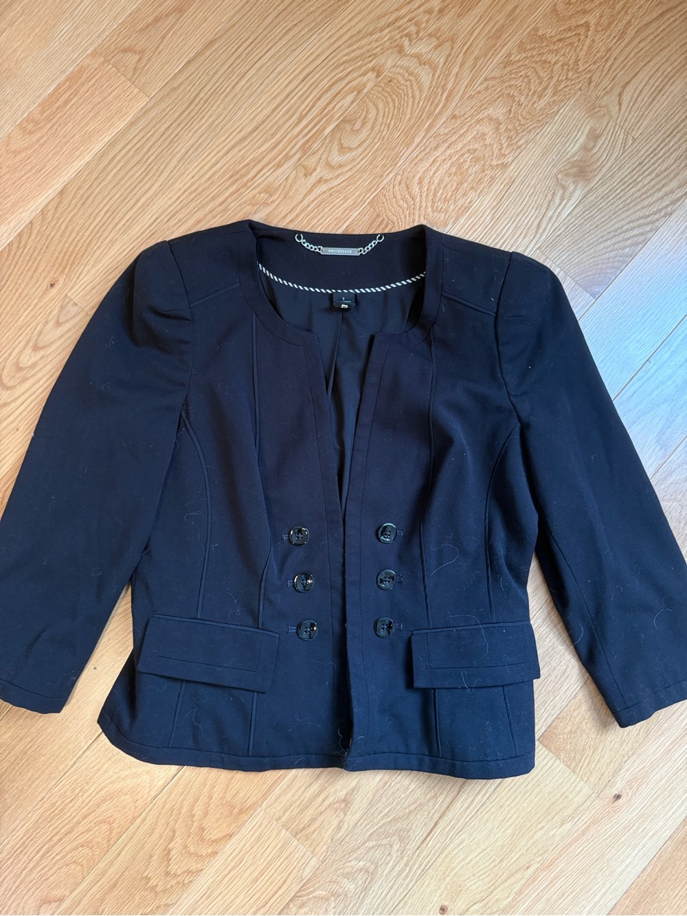 White House Black Market Black Double-Breasted Cropped Blazer